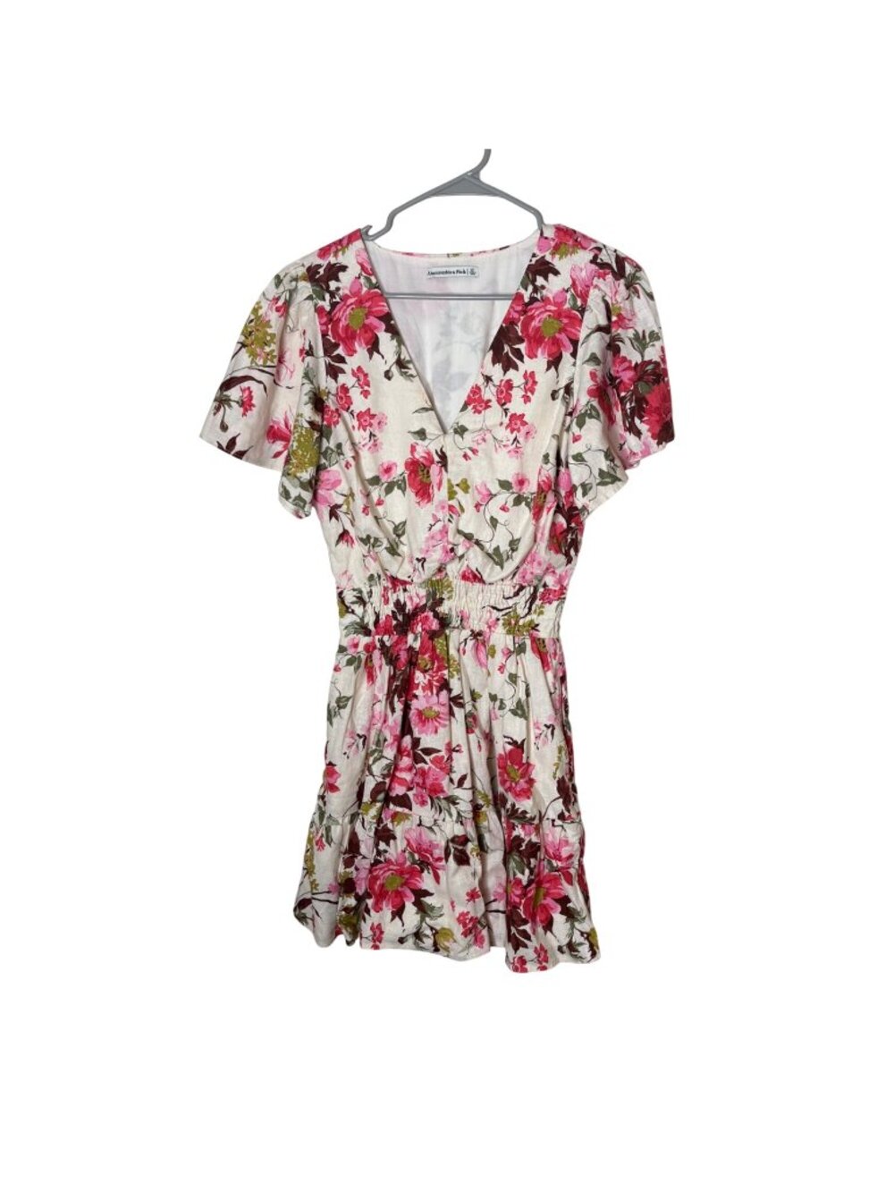 Abercrombie & Fitch ST Linen Cotton Floral Mini Dress Cottagecore Flutter Sleeve